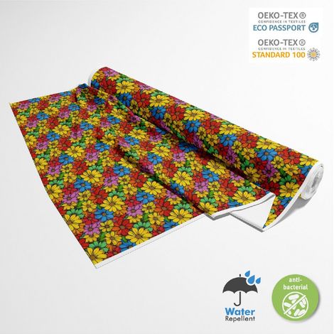 TESSUTI DECORATIVI PER ESTERNI OXFORD - Motivo Fiori Colorati  DX18053 (1/5)