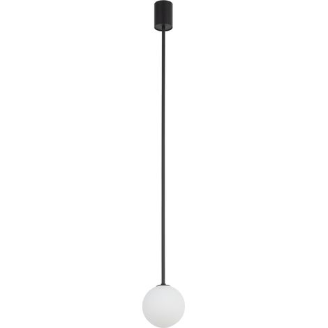 Hängelampe Metall Glas G9 rund D: 12 cm H: max. 96 cm Schwarz Weiß Kugel Schirm Retro Design (1/5)