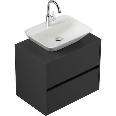 Badmöbel Taifun 70cm mit modernem Aufsatzwaschbecken grafit