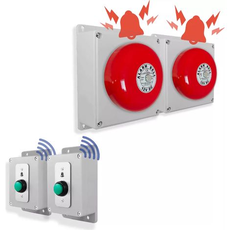 Kit double panique SOS sans-fil avec cloche - Haute-résistance / 800m / 2 boutons pro autonomes sur piles (PROTECT 800) (1/5)