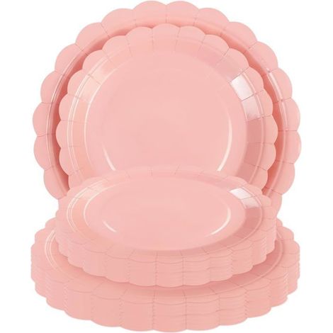 50 assiettes jetables en carton, 17,8 cm et 22,8 cm, vaisselle fête élégante avec motif rayé, usage événementiel