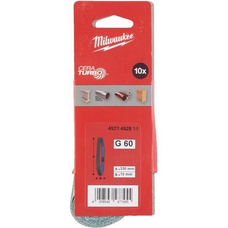 MILWAUKEE PASY BEZKOŃCOWE  10mm x 330mm P 60 /10szt.