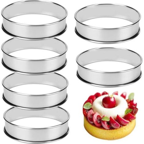 6-teiliges Set aus runden Muffin-Ringen, Edelstahl-Tarte-Ringen, Lebensmittelformringen für Rindfleischfrikadellen, Eiern (1/5)