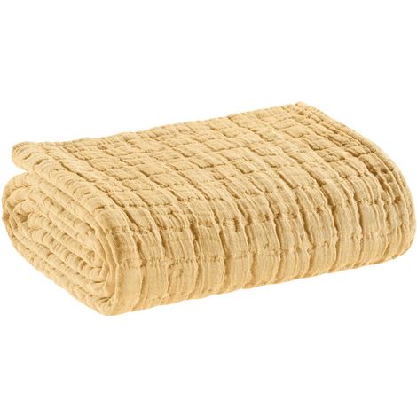 VIVARAISE - Plaid Swami en coton 100% - Taille 130 x 200 cm - Couleur sable (1/4)