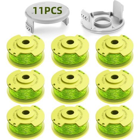Lot de 9 - Fil de débroussailleuse - Bobine de rechange - Compatible Ryobi One Plus&43 18V 24V 40V - Nylon résistant - Pour jardinage - Orange - 3,3 m (1/5)
