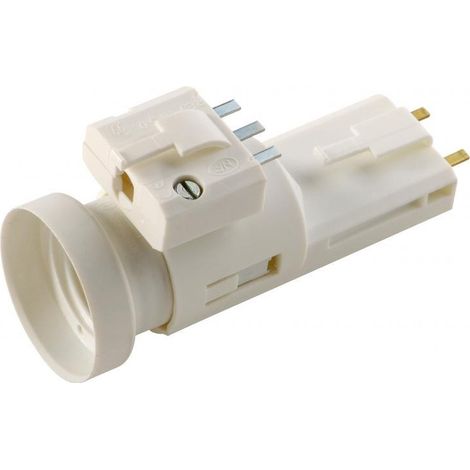Eur Ohm – Douille DCL E27 courte – Connexion automatique rapide – Fiche mâle clipsée – Normes NF EN 61995-1/-2 et NF EN 60238 – Finition blanche RAL 9010