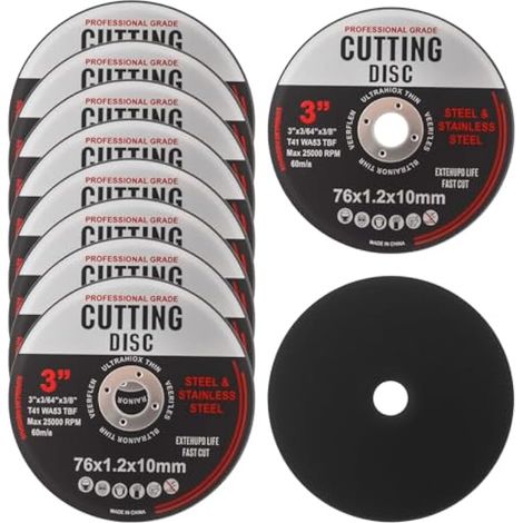 Disques de Coupe de 76 mm pour Meuleuse d'Angle, Lot de 10 Disques à Tronçonner pour Coupe Rapide de l'aluminium du Métal Bois Fer l'acier (1/5)