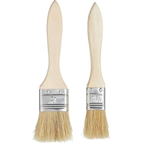 Pinceau large en bois pour marinade/cuisson (2 pièces), marron (1/4)