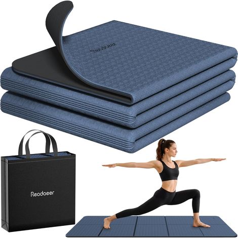 Readaeer Foldable Yoga Mat for Travel, 6mm Thick with Carry Bag, Non Slip TPE Exercise Mat for Pilates (1/5)