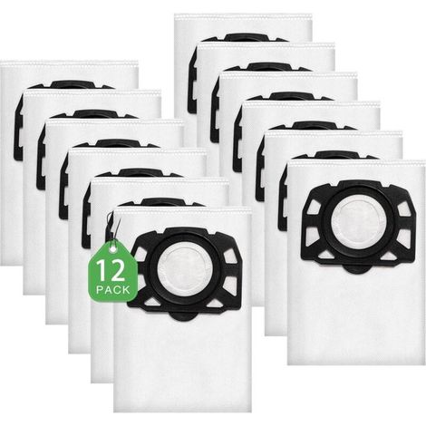 Pack of 12 Non-woven Vacuum Cleaner Filter Bags for Kärcher WD4, WD5, WD6 KFI 487 (1/4)