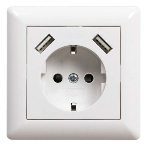 Nazalus-Vente chaude-Prise de courant USB encastrable avec prise USB (max. System 55 Prise murale à contact de protection pour smartphone MP3 Blanc brillant 2,1 A (1/4)