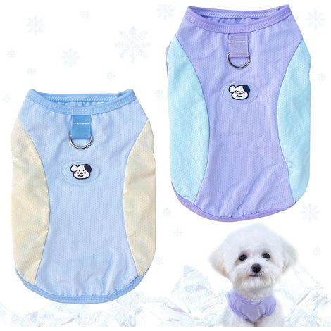 2 Pièce Gilet Rafraichissant Chien, Manteau Rafraichissant pour Chien, Vetement pour Chiens, Gilet à Glace Léger et Respirant avec anneau en D pour Chien de Taille Petits et Moyens (1/4)
