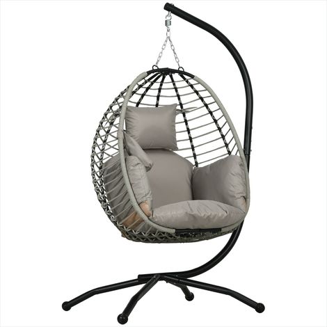 Fauteuil suspendu Fauteuil œuf suspendu pliable gris avec coussin (1/5)