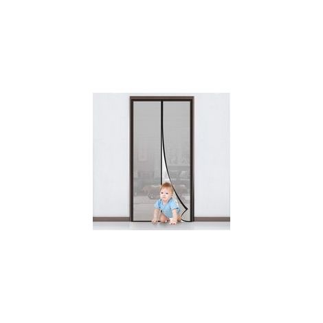 Moustiquaire Porte Magnétique avec Ruban Adhésif, Filet Ultra Dense, Rideau Anti Mouche Moustiquaire Aimantée Porte Fenêtre, Fermeture Automatique, Installation Sans Perçage, 90x210cm, Noir (1/5)