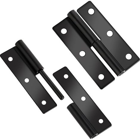 Juego de 4 bisagras de puerta redondeadas en negro mate, 6,3 cm, acero inoxidable, extraíbles, inoxidables, sin chirridos, robustas.