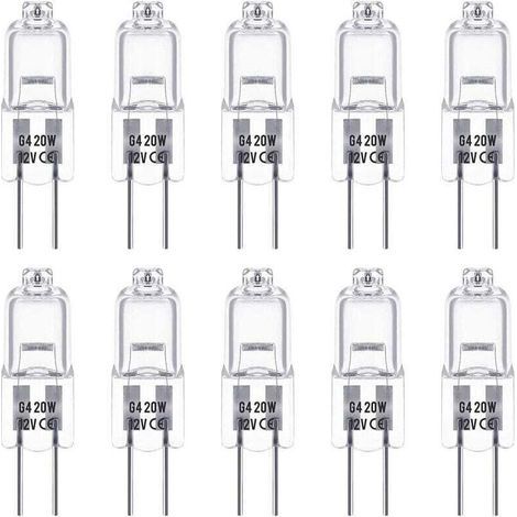G4-Halogenlampen, 12 V, 20 W, Stiftsockel, warmweiß (2800 K), dimmbar, Niedervolt-Halogenlampe, klare Kapsellampe, 10er-Packung (56 V) (1/4)
