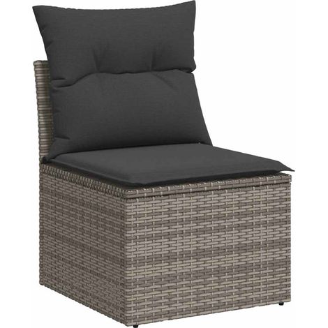 Maison Exclusive - Gartensofa ohne Armlehnen mit Kissen Grau Poly
