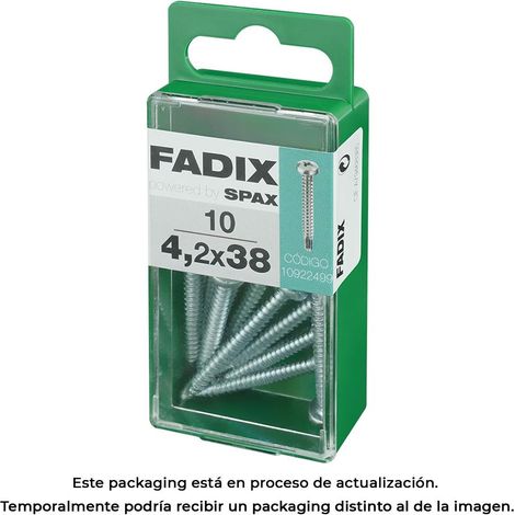 Caja de 10 unidades de tornillo de rosca chapa con cabeza redonda autotaladrante 4,2x38mm Fadix (1/2)