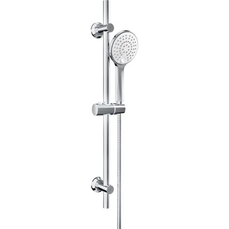 Görbach Colonna doccia con Doccetta, Cromo Asta Doccia con Supporto per Doccia, Soffione Doccia con Tubo e Supporto, Barra Saliscendi Doccia 70cm con Doccia a Mano (D12CP) (1/5)