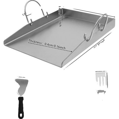 Plaque de Grill, Acier Inoxydable, Comprend des Spatules, MULTI (1/2)