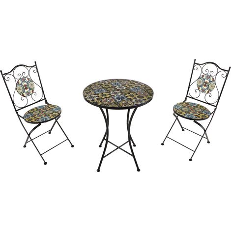 AXI Amélie Table et chaises bistrot, 2 Chaises 1 Table, Ensemble Bistro Extérieur - Yellow Breeze Salon De Jardin Bistrot, Table Bistrot Mosaique Pour Jardin/Balcon/Terrasse