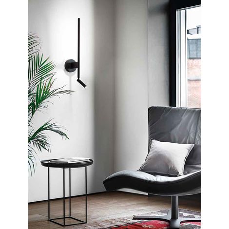 Applique Murale En Métal Noir Avec Spot Et Diffuseur Orientables, Led 9W Intégrée, Design Moderne Et Élégant, H.55 Cm - Perenz Illuminazioni