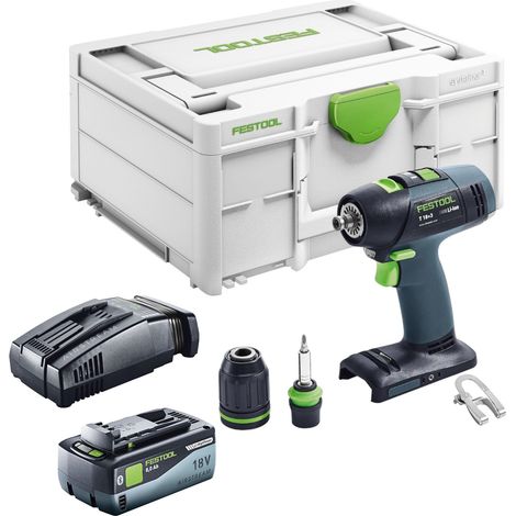 Festool T 18+3 Basic Trapano avvitatore a batteria 18 V 50 Nm Brushless + 1x batteria 8,0 Ah + caricabatteria rapido + Systainer