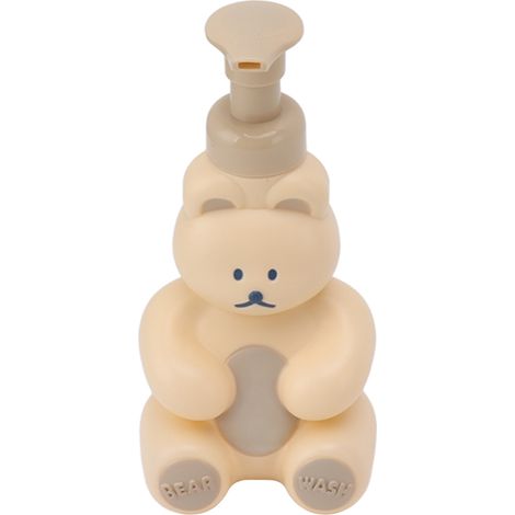 Flacon distributeur vide de savon liquide pour les mains, shampoing et après-shampoing, flacon pompe pour le lavage des mains, en forme d'ourson, grand format, blanc crème. (1/5)