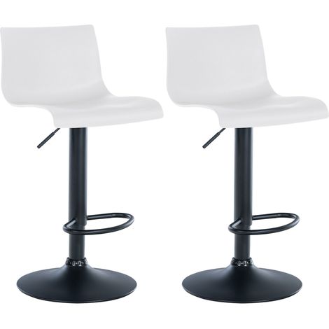 Set di 2 sgabelli da bar dal design semplice con poggiapiedi in plastica bianca, gambe in metallo nero 100004048
