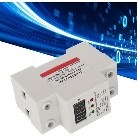 Protecteur de surtension/sous-tension intelligent monophasé 230 V à réarmement automatique différé, avec affichage numérique LED et réinitialisation automatique temporisée 63 A (1/5)
