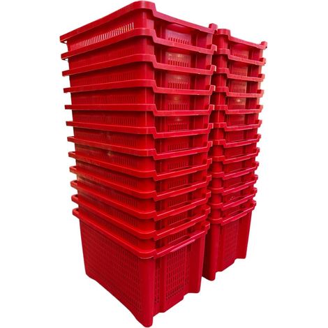 Cassa Cassetta agricola ortofrutta Salvaspazio 52x29x42H cm ROSSA FONDO FORATO 24 PEZZI (1/4)