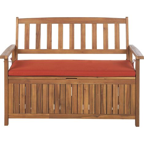 Panca da Giardino in Legno di Acacia con Cuscino Color Terracotta 160 cm Vivara (1/5)