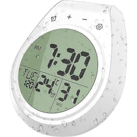Réveil numérique étanche pour salle de bain et cuisine - Écran LCD, compte à rebours, fixation murale facile. (1/5)