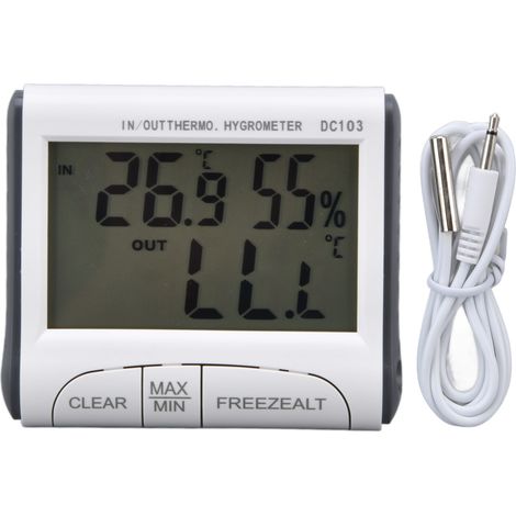 Thermomètre Hygromètre Intérieur Double Écran LCD Fonction Mémoire Données Plastique Compact pour Maison Surveillance Température Humidité (1/5)