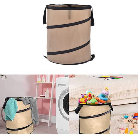 Cubo de basura plegable de 37,8 litros para jardín con estructura metálica y bolsa de almacenamiento Oxford para hojas, basura y otros artículos. (1/5)