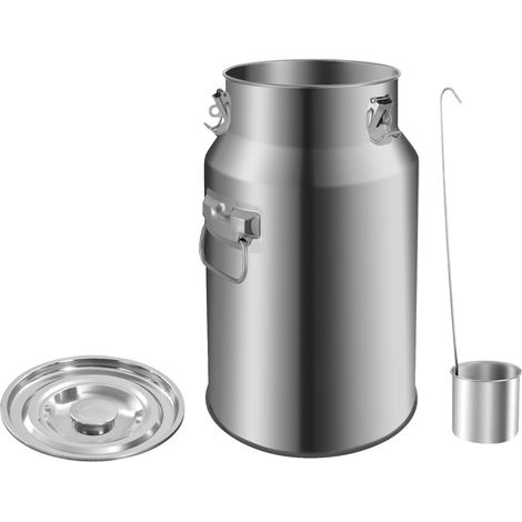 HAUTOUR Pot à Lait Inox 18L Bidon Alimentaire Hermétique Cuisine, Fût Acier inoxydable, couvercle hermétique, Pour stockage liquide, cuisine professionnelle, transport facile, 25x40cm (1/5)