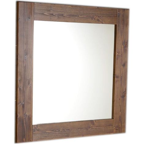 BRAND Miroir avec cadre en bois 80x80cm, épicéa teinté (1/5)