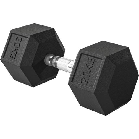 Manubri con impugnatura zigrinata, manubrio in ghisa, 1 x 20 kg, manubri per uomo e donna, per casa, palestra, allenamento di forza in loco (1/5)