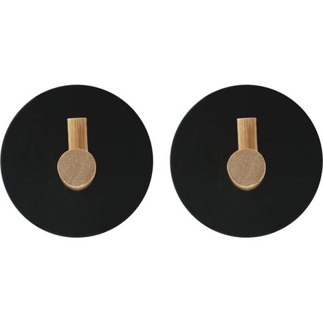 Lot de 2 Patères Adhésives en Métal "Fixeo" 5cm Noir