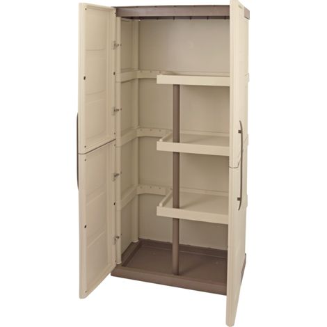 Cabinet with Broom Storage Plastic Garden Store Approx L700 x W390 x H1650 mm