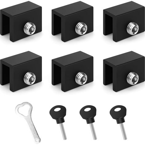 Verrou Porte Coulissante, 6 Pièces Noir Bloque Fenetre, Bloque Fenetre Coulissante, Verrou Fenetre, Solide et Durable Pour Portes et Fenêtres Coulissantes (1/5)