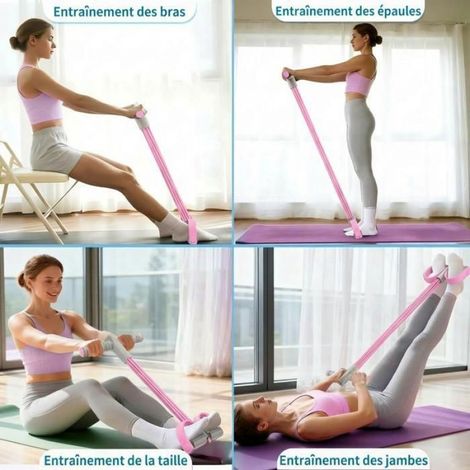 Bande De Résistance - 6 Tubes En Caoutchouc Naturel - Pour Exercices Avec Pédales Et Poignées - 22,7 Kg - Rose (1/5)