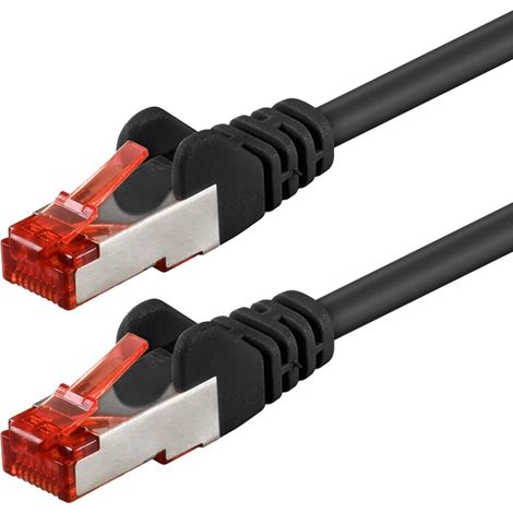 CAT 6 cavo patch, S/FTP (PiMF), nero, 0,25 m, conduttore di rame (CU), guaina del cavo senza alogeni (LSZH). Lunghezza del Cavo 0.25 m (1/3)