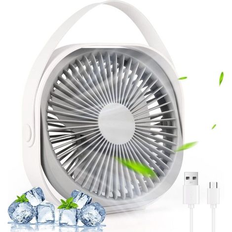 USB Desk Fan - 3-Speed Table Fan - 360° Adjustable Quiet Fan - Powerful Mini Fan for Home (1/5)
