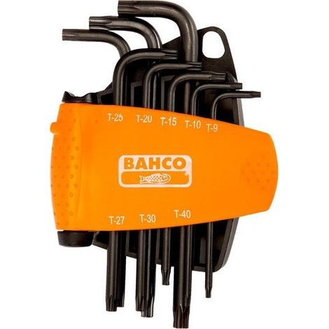 Juego de 8 llaves macho torx largas 9-10-15-20-25-27-30-40 mm BAHCO