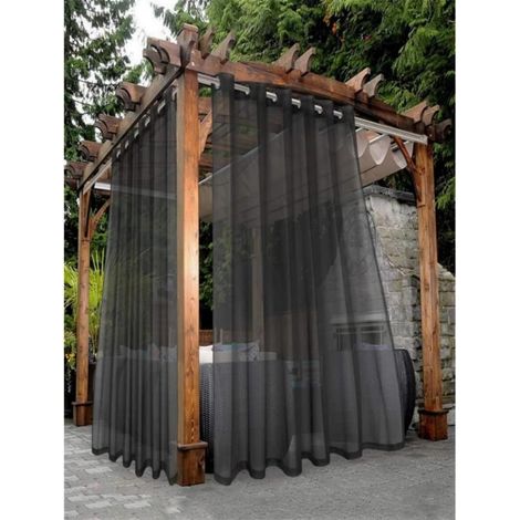 Rideaux en Voile Coupe-Vent pour véranda, Abri de Jardin, Rideaux d'extérieur imperméables Semi-Transparents avec œillets, Rideaux occultants Coupe-Vent pour Abri de Jardin - Noir132 x 213 cm