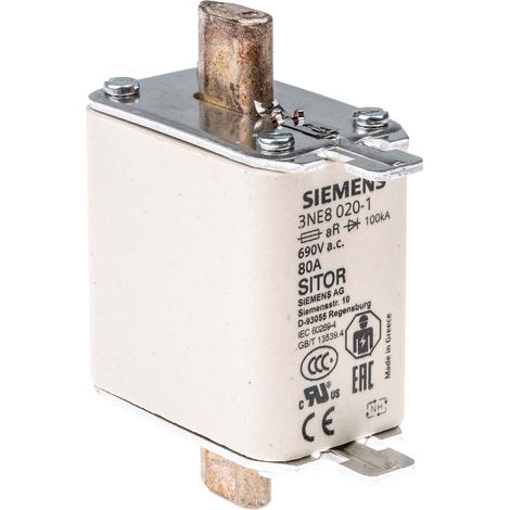 Siemens 3NE80201 Cartouche-fusible Taille du fusible = 0 80 A 690 V 3 pc(s)