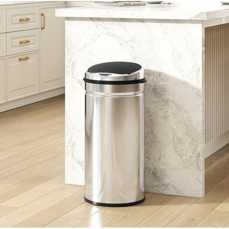 Cubo de basura automático 42 L de acero inoxidable plateado para cocina - CHICFURN (1/5)