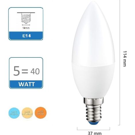 Lampadina Led Oliva 5W E14 opaca lampada per lampadario luce Fredda Naturale Calda  fredda bianca 6500k