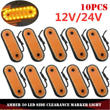 10 Stück 12V Seitenmarkierungsleuchten in Gelb mit 20 LEDs